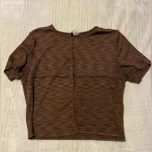 H&M Brown Patchwork Crop Top Tee